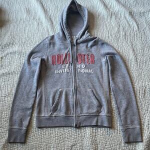 Vintage Y2K Hollister Full Zip Hoodie Gray Size L
